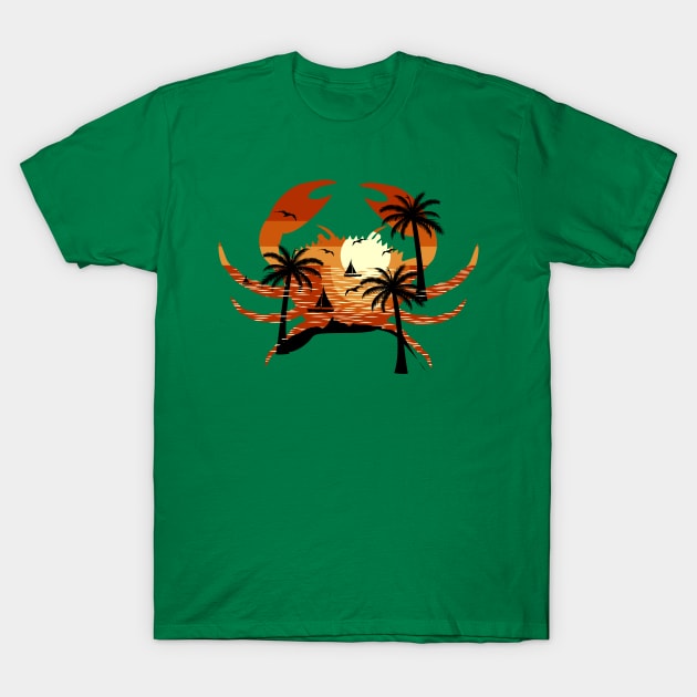 crab beach sunset T-Shirt by Mako Design 